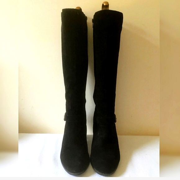 M&S Real Suede Leather Knee High Heels Boots Size 39 - Picture 2 of 7